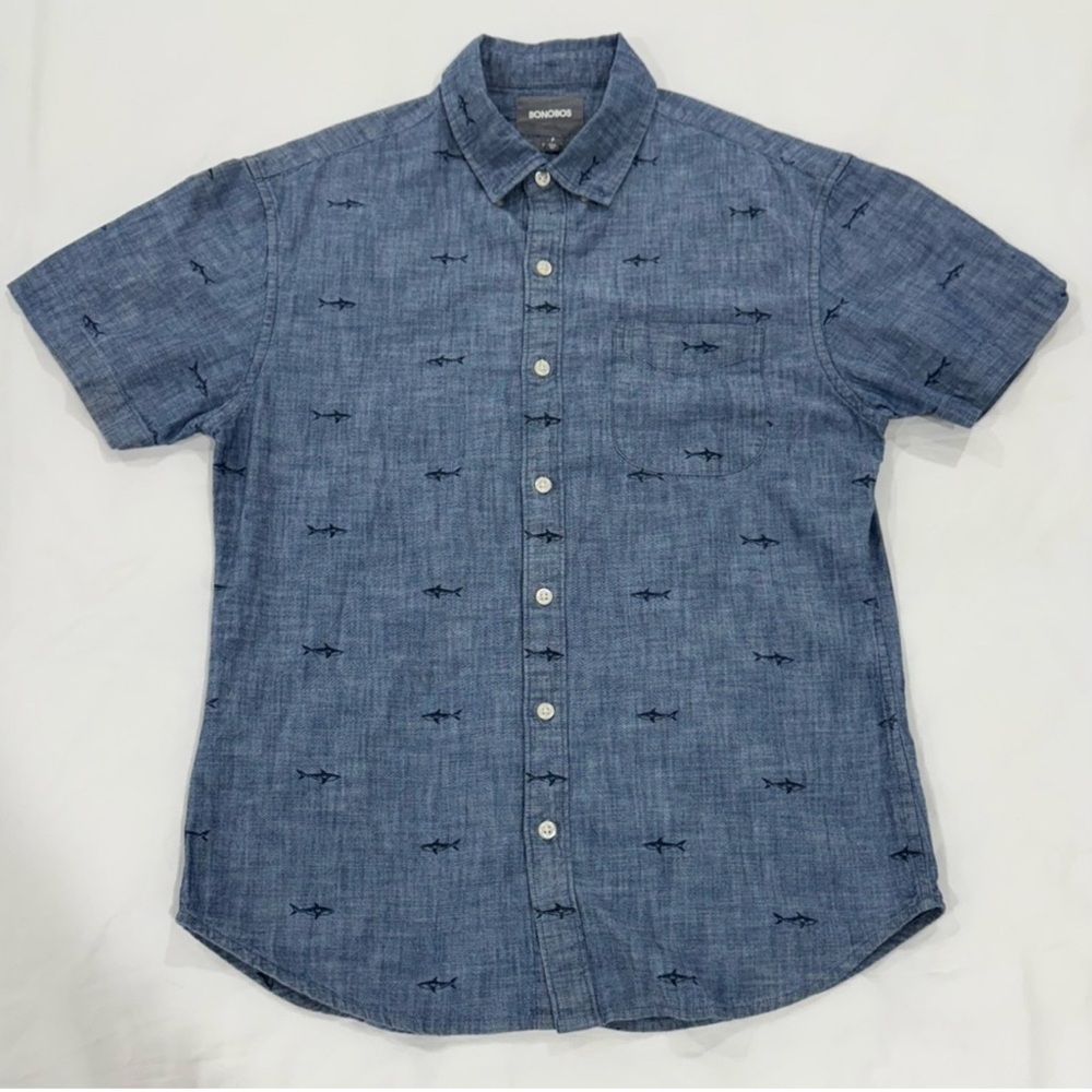 Bonobos Shark Print Blue Casual Shirt